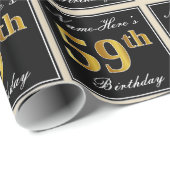Elegant, Faux Gold 59th Birthday + Eigen naam Cadeaupapier (Rol Hoek)