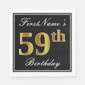 Elegant, Faux Gold 59th Birthday + Eigen naam Servet (Voorkant)