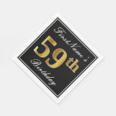 Elegant, Faux Gold 59th Birthday + Eigen naam Servet (Hoek)