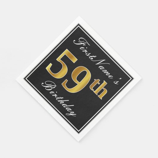 Elegant, Faux Gold 59th Birthday + Eigen naam Servet (Hoek)