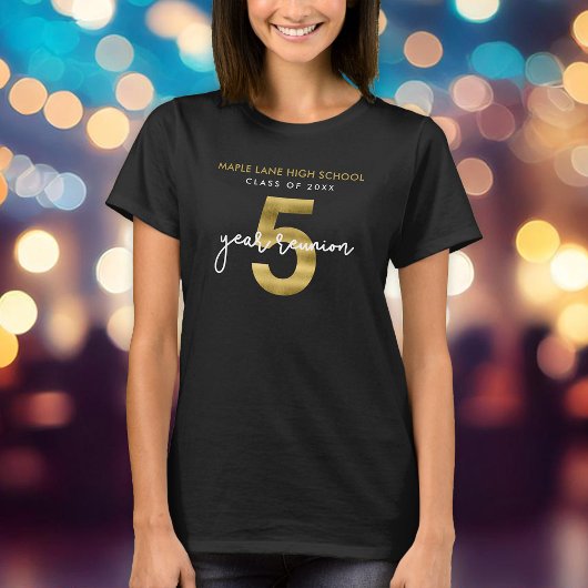 Elegant Faux Gold 5 jaar klasse reünie T-shirt