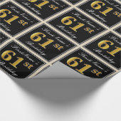 Elegant, Faux Gold 61st Birthday + Eigen naam Cadeaupapier (Hoek)
