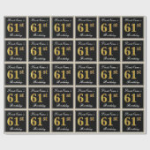 Elegant, Faux Gold 61st Birthday + Eigen naam Cadeaupapier (Vlak)