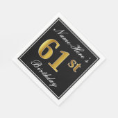 Elegant, Faux Gold 61st Birthday + Eigen naam Servet (Hoek)