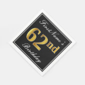 Elegant, Faux Gold 62e verjaardag + Eigen naam Servet (Hoek)