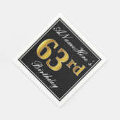 Elegant, Faux Gold 63rd Birthday + Eigen naam Servet (Hoek)