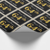 Elegant, Faux Gold 64th Birthday + Eigen naam Cadeaupapier (Hoek)
