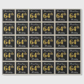 Elegant, Faux Gold 64th Birthday + Eigen naam Cadeaupapier (Vlak)