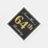 Elegant, Faux Gold 64th Birthday + Eigen naam Servet (Hoek)