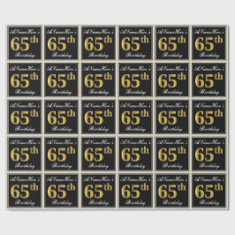 Elegant, Faux Gold 65th Birthday + Eigen naam Cadeaupapier