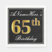 Elegant, Faux Gold 65th Birthday + Eigen naam Servet (Voorkant)