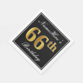 Elegant, Faux Gold 66th Birthday + Eigen naam Servet (Hoek)