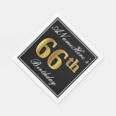 Elegant, Faux Gold 66th Birthday + Eigen naam Servetten (Hoek)
