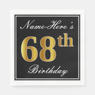 Elegant, Faux Gold 68th Birthday + Eigen naam Servet