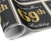 Elegant, Faux Gold 69th Birthday + Eigen naam Cadeaupapier (Rol Hoek)