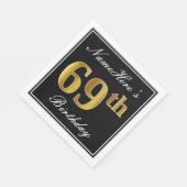 Elegant, Faux Gold 69th Birthday + Eigen naam Servetten (Hoek)