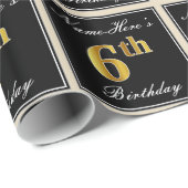 Elegant, Faux Gold 6th Birthday + Eigen naam Cadeaupapier (Rol Hoek)