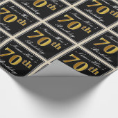 Elegant, Faux Gold 70th Birthday + Eigen naam Cadeaupapier (Hoek)