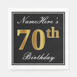 Elegant, Faux Gold 70th Birthday + Eigen naam Servetten