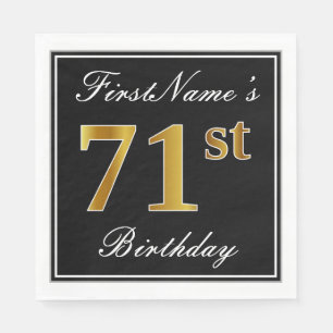 Elegant, Faux Gold 71st Birthday + Eigen naam Servetten