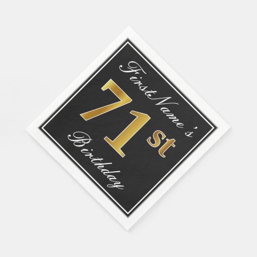 Elegant, Faux Gold 71st Birthday + Eigen naam Servetten (Hoek)