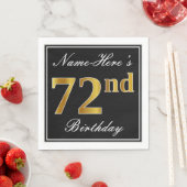 Elegant, Faux Gold 72e verjaardag + Eigen naam Servet (Insitu)