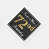 Elegant, Faux Gold 72e verjaardag + Eigen naam Servet (Hoek)