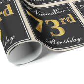 Elegant, Faux Gold 73rd Birthday + Eigen naam Cadeaupapier (Rol Hoek)