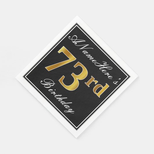 Elegant, Faux Gold 73rd Birthday + Eigen naam Servetten (Hoek)