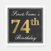 Elegant, Faux Gold 74th Birthday + Eigen naam Servetten (Voorkant)