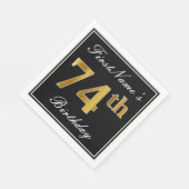 Elegant, Faux Gold 74th Birthday + Eigen naam Servetten (Hoek)