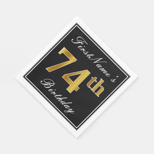 Elegant, Faux Gold 74th Birthday + Eigen naam Servetten (Hoek)