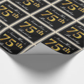 Elegant, Faux Gold 75th Birthday + Eigen naam Cadeaupapier (Hoek)