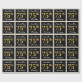 Elegant, Faux Gold 75th Birthday + Eigen naam Cadeaupapier (Vlak)