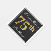 Elegant, Faux Gold 75th Birthday + Eigen naam Servetten (Hoek)