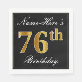 Elegant, Faux Gold 76th Birthday + Eigen naam Servet (Voorkant)