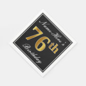 Elegant, Faux Gold 76th Birthday + Eigen naam Servet (Hoek)