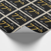 Elegant, Faux Gold 77th Birthday + Eigen naam Cadeaupapier (Hoek)