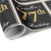 Elegant, Faux Gold 77th Birthday + Eigen naam Cadeaupapier (Rol Hoek)