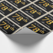 Elegant, Faux Gold 78th Birthday + Eigen naam Cadeaupapier (Hoek)