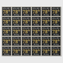 Elegant, Faux Gold 78th Birthday + Eigen naam Cadeaupapier