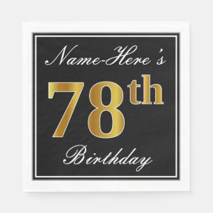 Elegant, Faux Gold 78th Birthday + Eigen naam Servet