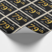 Elegant, Faux Gold 79th Birthday + Eigen naam Cadeaupapier (Hoek)