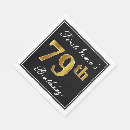 Elegant, Faux Gold 79th Birthday + Eigen naam Servetten (Hoek)