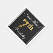 Elegant, Faux Gold 7th Birthday + Eigen naam Servet (Hoek)