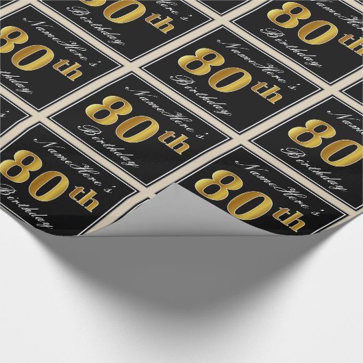 Elegant, Faux Gold 80ste verjaardag + aangepaste n Cadeaupapier (Hoek)