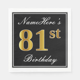Elegant, Faux Gold 81st Birthday + Eigen naam Servetten