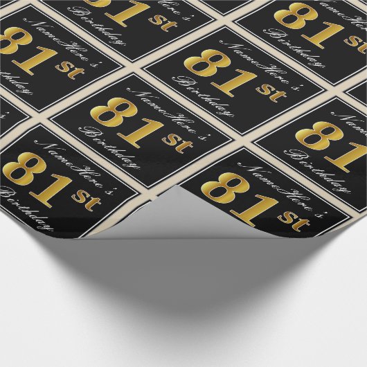 Elegant, Faux Gold 81ste verjaardag + aangepaste n Cadeaupapier (Hoek)