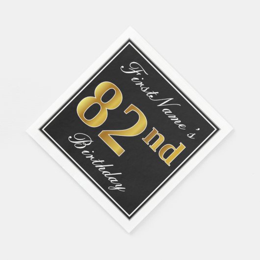 Elegant, Faux Gold 82e verjaardag + Eigen naam Servetten (Hoek)