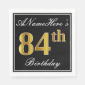 Elegant, Faux Gold 84th Birthday + Eigen naam Servet (Voorkant)